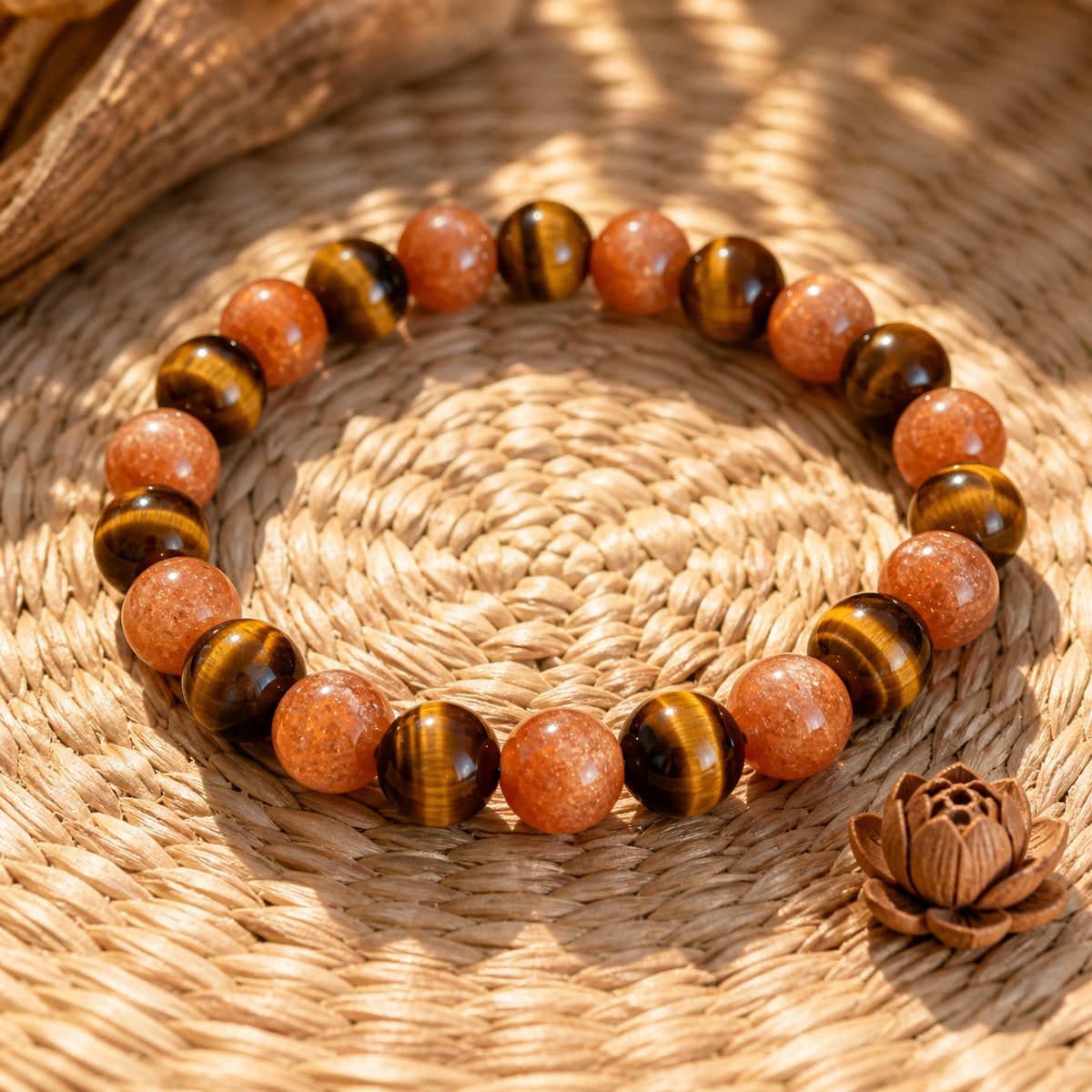 Tiger's Eye & Sunstone crystal bracelet collection