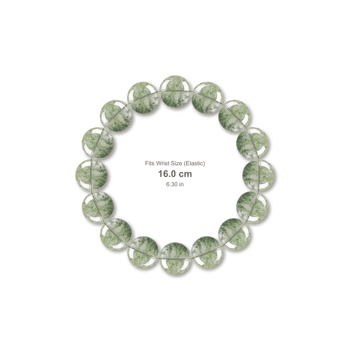 Green Phantom Quartz Bracelet bracelet design — contact spacing 8mm, reference-style soft shadow, no string v9