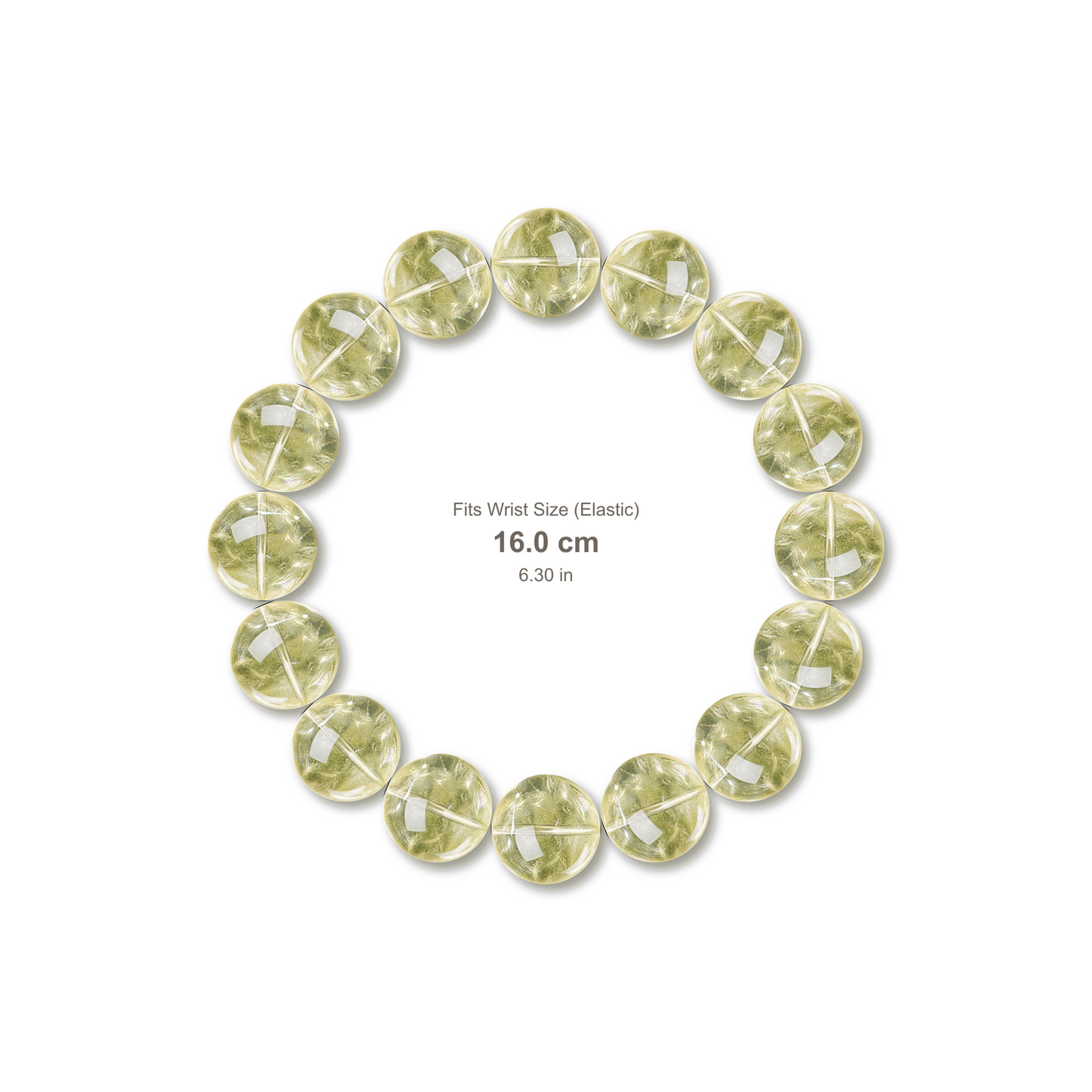 Lemon Yellow Azeztulite Bracelet bracelet design — contact spacing 10mm, reference-style soft shadow, no string v9