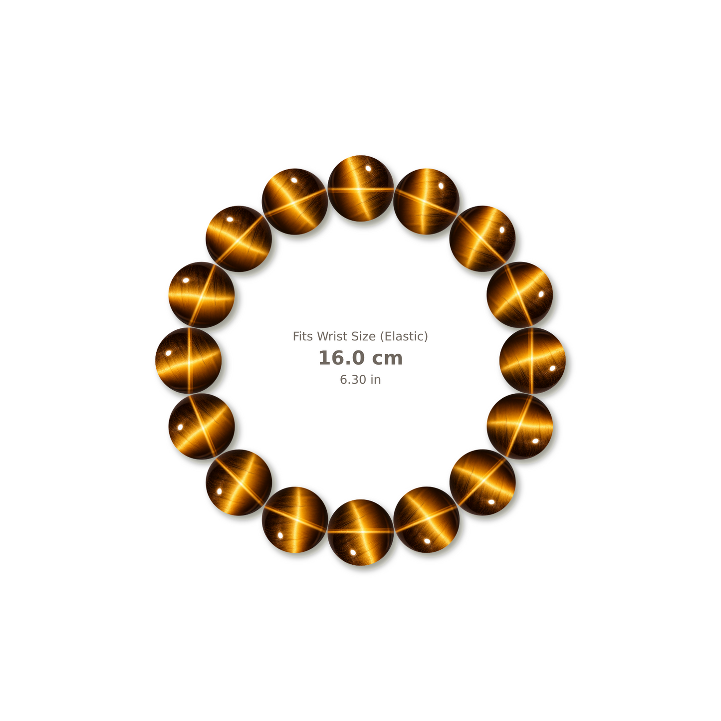 Lightning Yellow Tiger's Eye Bracelet bracelet design — contact spacing 8mm, reference-style soft shadow, no string v9