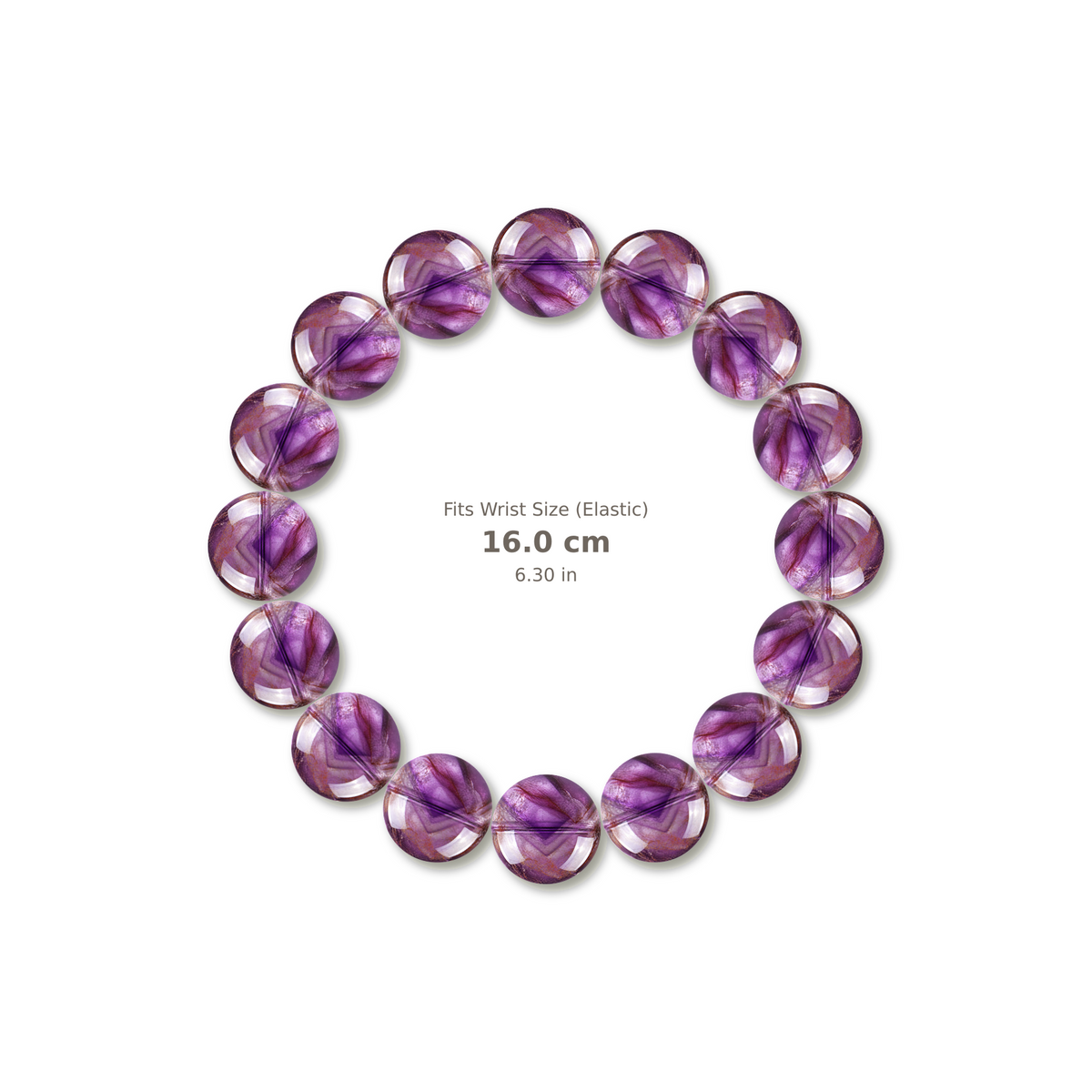 Purple Phantom Quartz Bracelet bracelet design — contact spacing 10mm, reference-style soft shadow, no string v9
