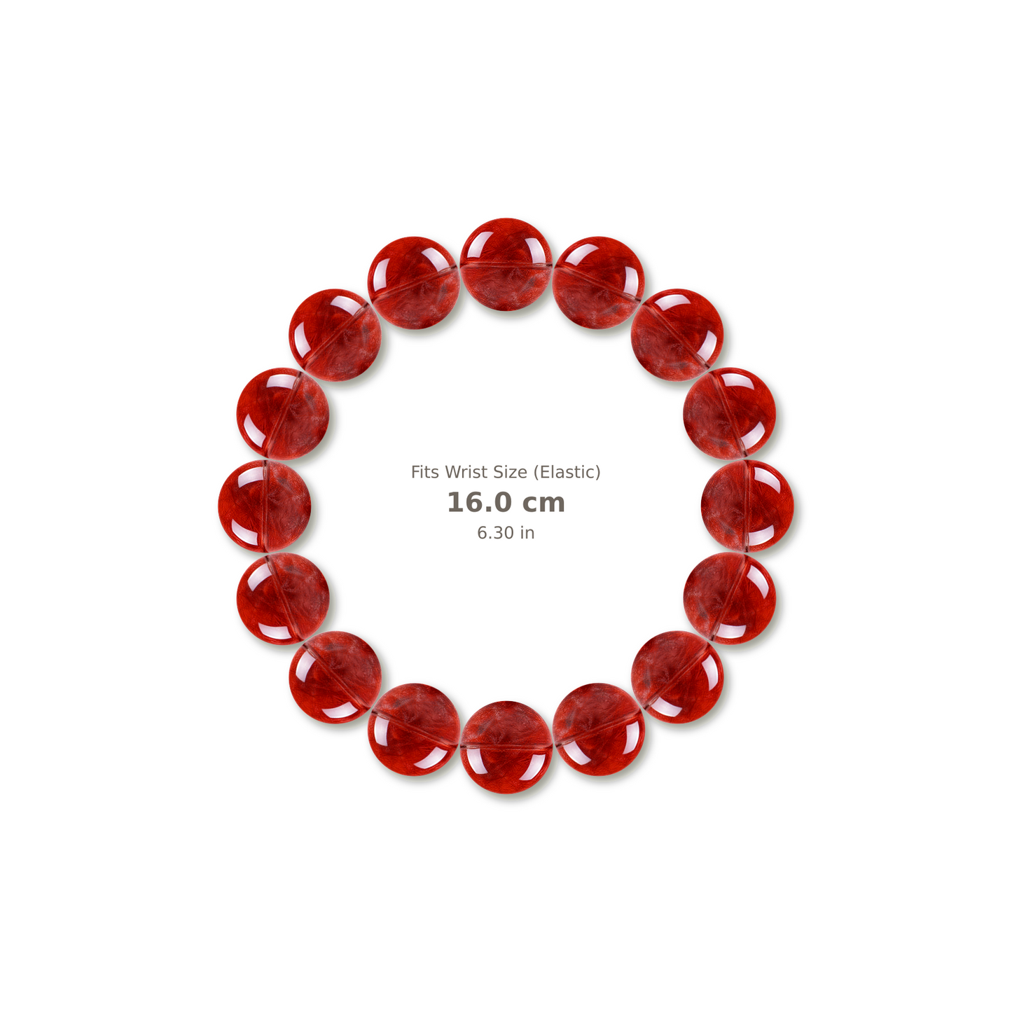 Red Aurora Quartz Bracelet bracelet design — contact spacing 8mm, reference-style soft shadow, no string v9