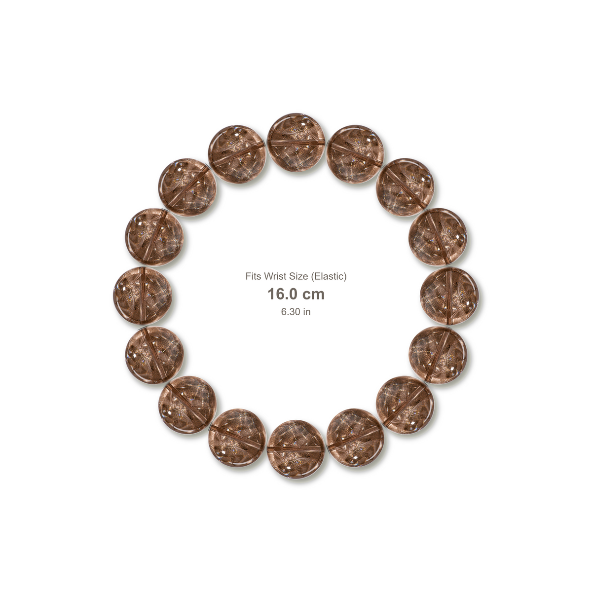 Smoky Azeztulite Bracelet bracelet design — contact spacing 10mm, reference-style soft shadow, no string v9