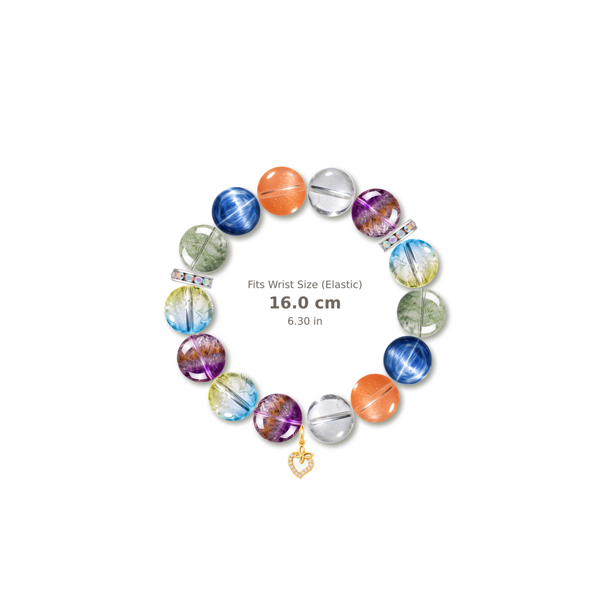 Weekend Rainbow Bracelet mixed crystal bracelet design — alternating beads with evenly spaced accents and reference-style soft shadow
