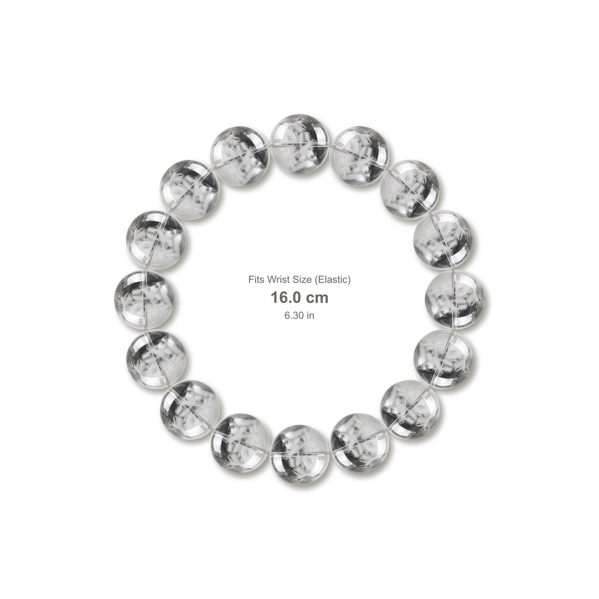 White Phantom Quartz Bracelet bracelet design — contact spacing 10mm, reference-style soft shadow, no string v9