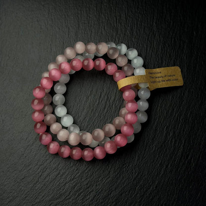 Blush Harmony Cat’s Eye Three-Bracelet Set