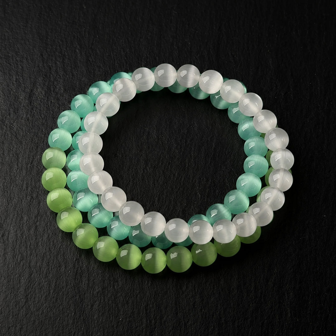 Fresh Harmony Cat’s Eye Three-Bracelet Set