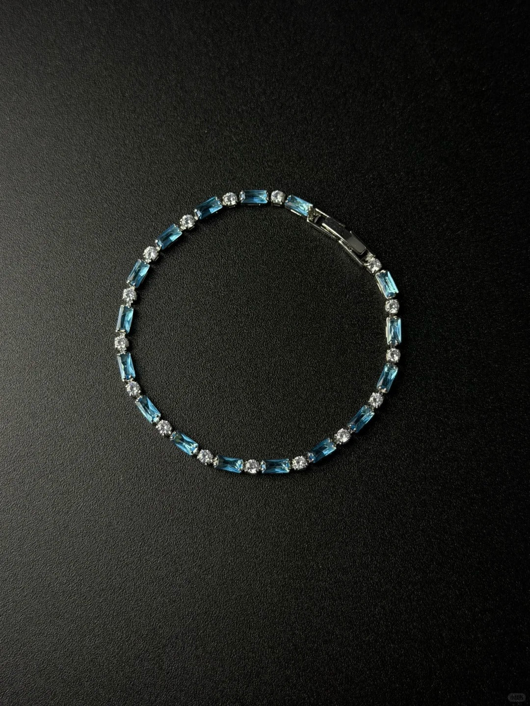 Emerald-Cut Crystal Brass Link Bracelet