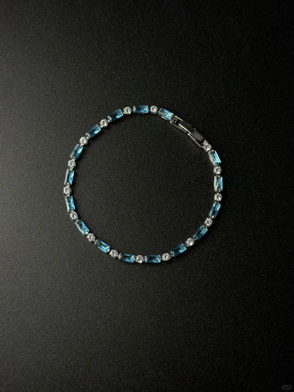 Emerald-Cut Crystal Brass Link Bracelet