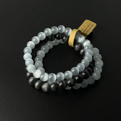 Monochrome Cat’s Eye Three-Bracelet Set
