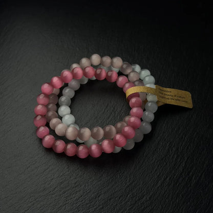 Blush Harmony Cat’s Eye Three-Bracelet Set