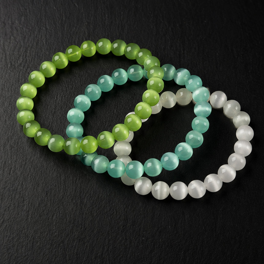 Fresh Harmony Cat’s Eye Three-Bracelet Set