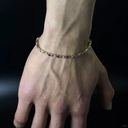 Emerald-Cut Crystal Brass Link Bracelet