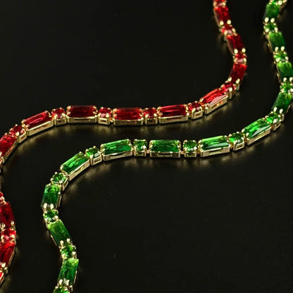 Emerald-Cut Crystal Brass Link Bracelet