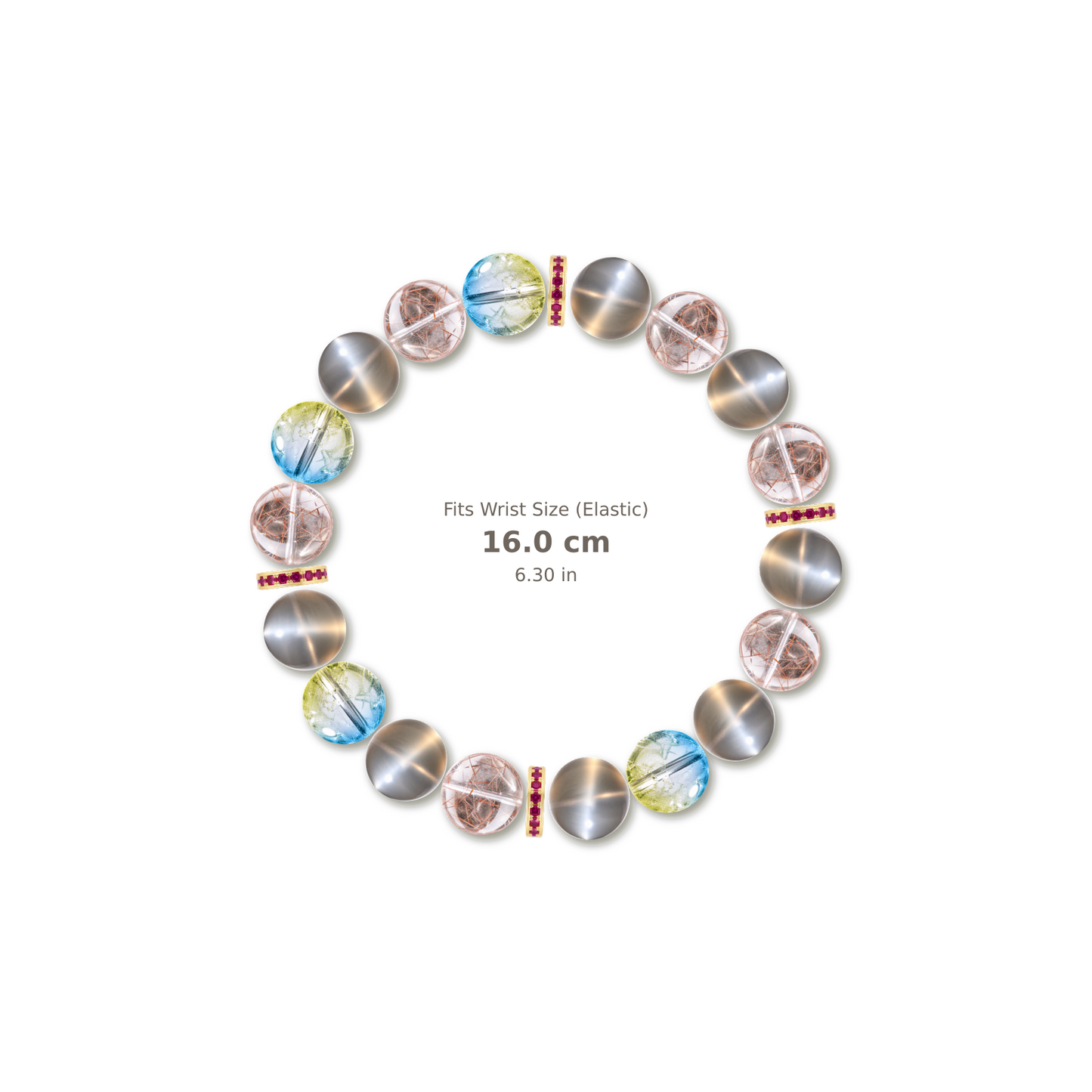 Artist's Glow Bracelet mixed crystal bracelet design — alternating beads with evenly spaced accents and reference-style soft shadow