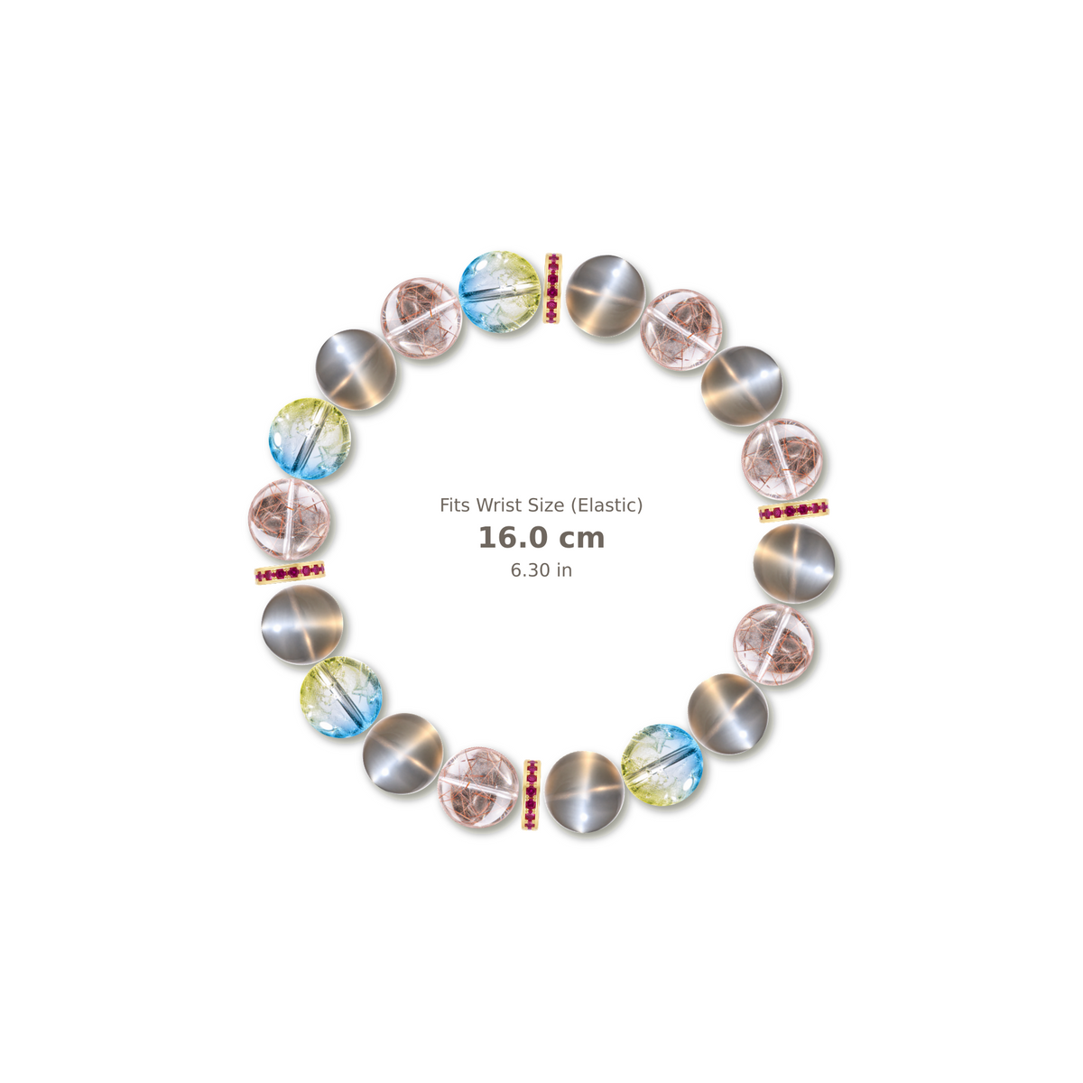 Artist's Glow Bracelet mixed crystal bracelet design — alternating beads with evenly spaced accents and reference-style soft shadow