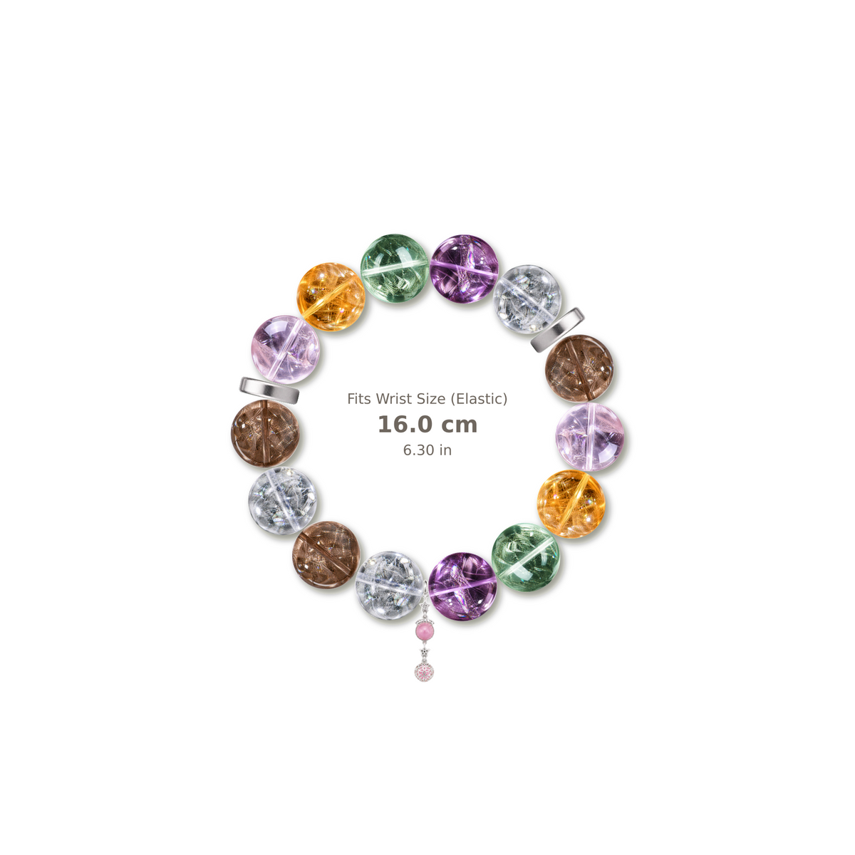 Azeztulite Spectrum Bracelet mixed crystal bracelet design — alternating beads with evenly spaced accents and reference-style soft shadow