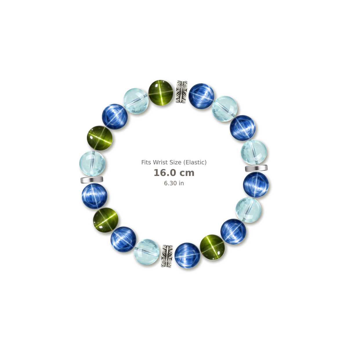 Calm Voice Bracelet mixed crystal bracelet design — alternating beads with evenly spaced accents and reference-style soft shadow