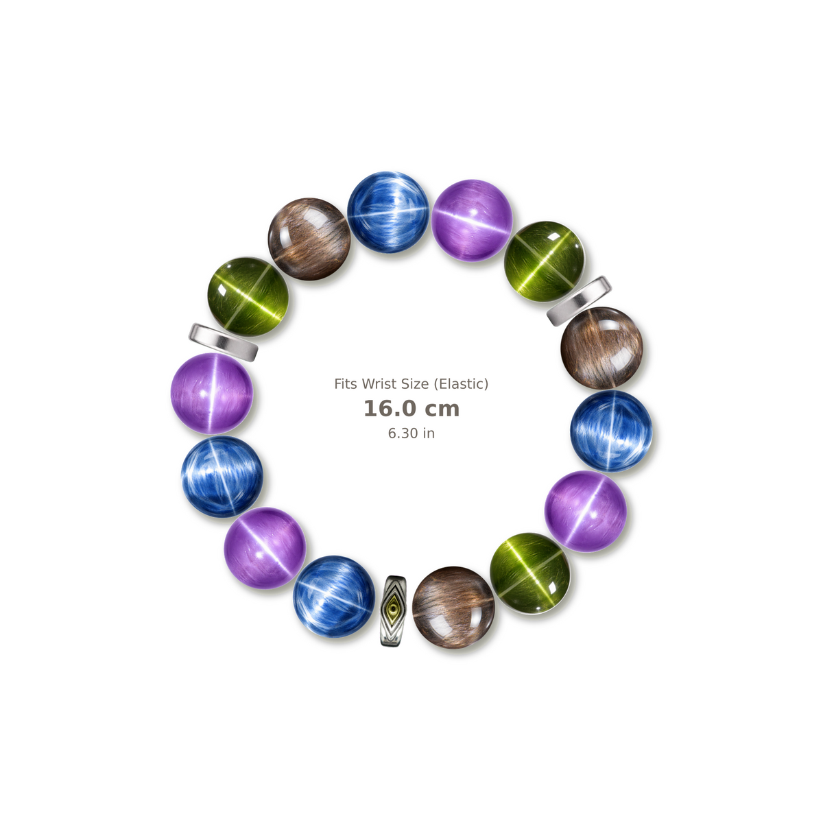 Cat's Eye Beam Bracelet mixed crystal bracelet design — alternating beads with evenly spaced accents and reference-style soft shadow
