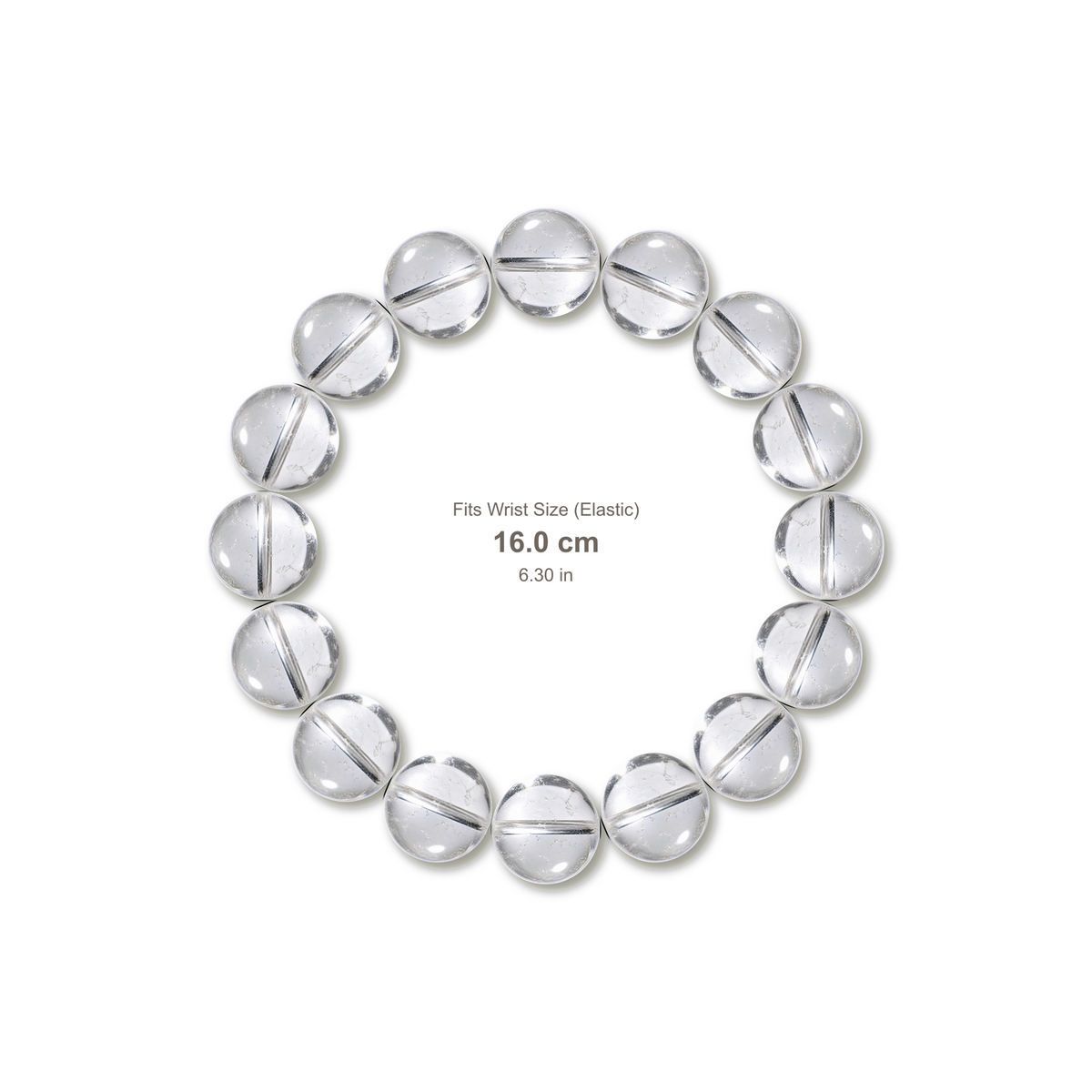 Clear Quartz Bracelet bracelet design — contact spacing 10mm, reference-style soft shadow, no string v9