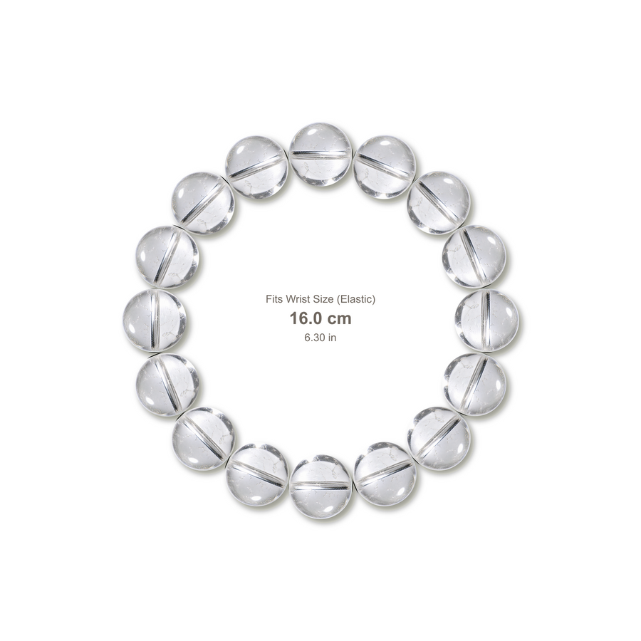 Clear Quartz Bracelet bracelet design — contact spacing 10mm, reference-style soft shadow, no string v9