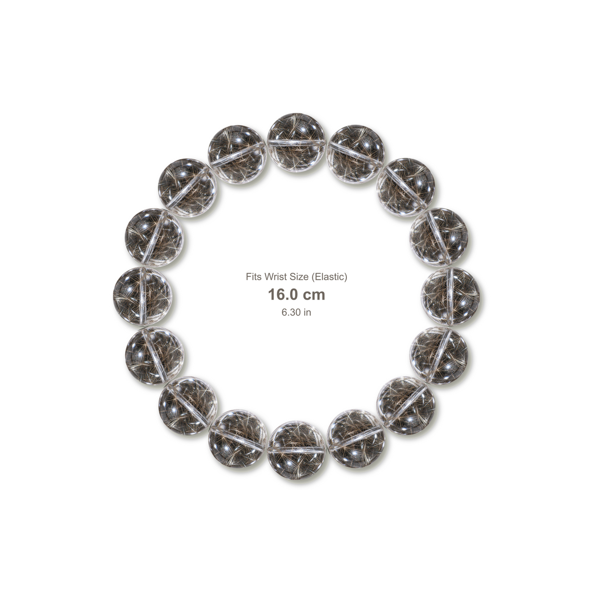 Clear Rutilated Quartz Bracelet bracelet design — contact spacing 10mm, reference-style soft shadow, no string v9