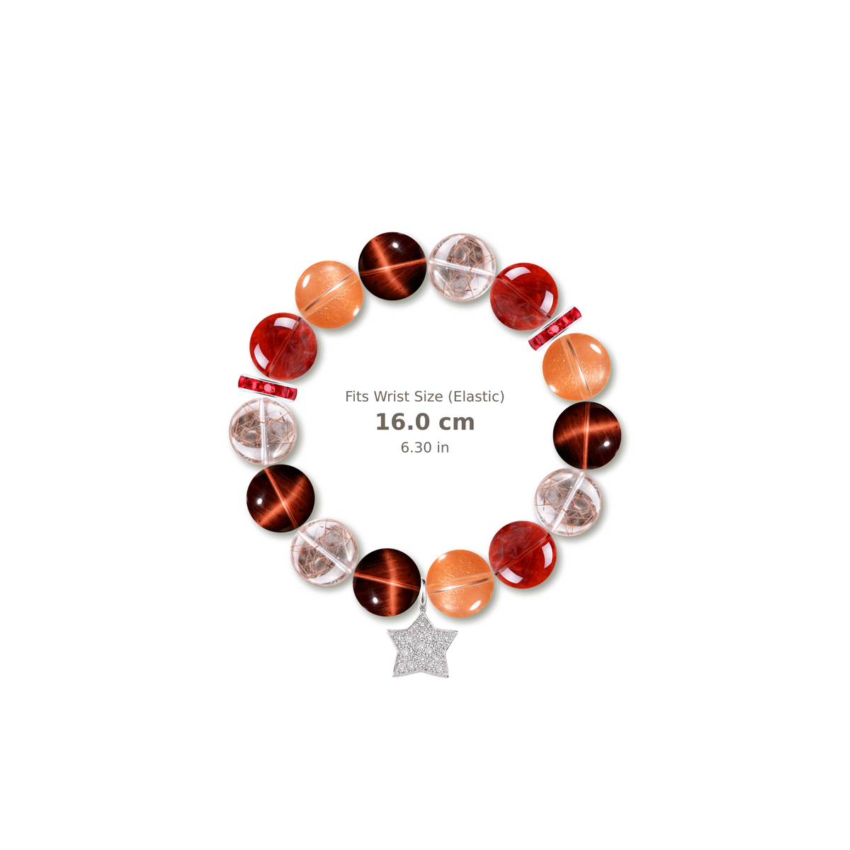 Ember Glow Bracelet mixed crystal bracelet design — alternating beads with evenly spaced accents and reference-style soft shadow