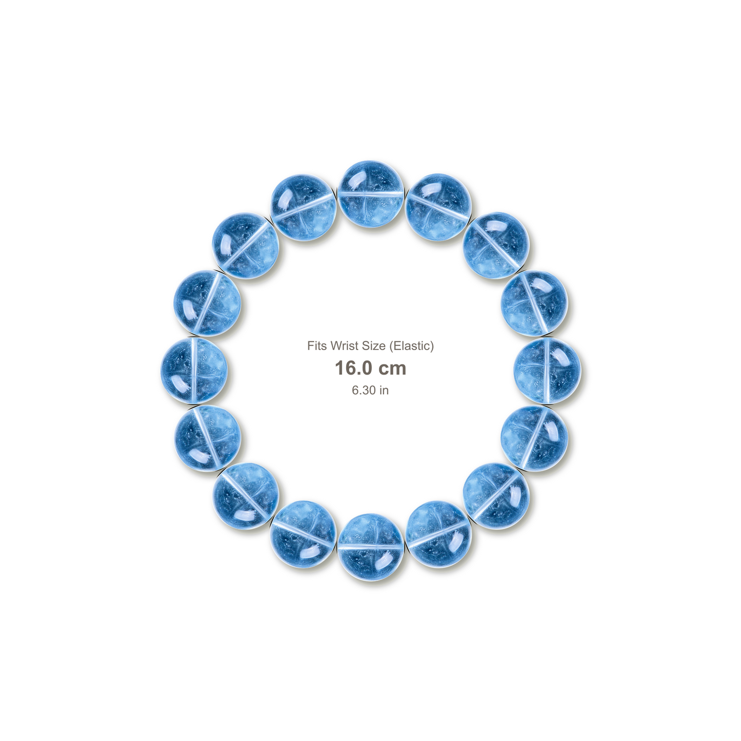 Glacier Aquamarine Bracelet bracelet design — contact spacing 8mm, reference-style soft shadow, no string v9