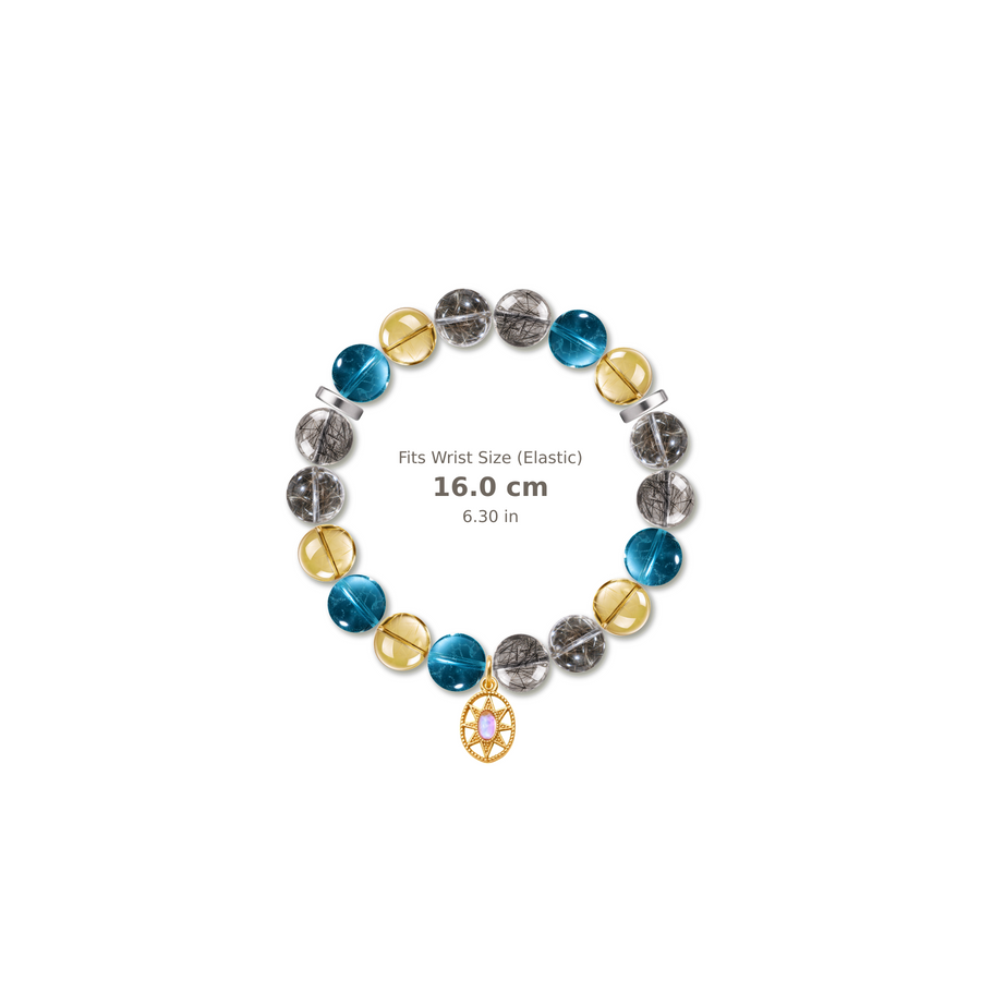 Graduation Horizon Bracelet mixed crystal bracelet design — alternating beads with evenly spaced accents and reference-style soft shadow