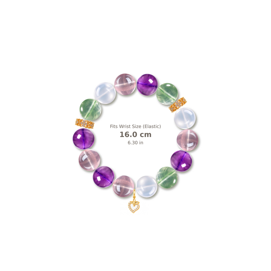 Grateful Heart Bracelet mixed crystal bracelet design — alternating beads with evenly spaced accents and reference-style soft shadow