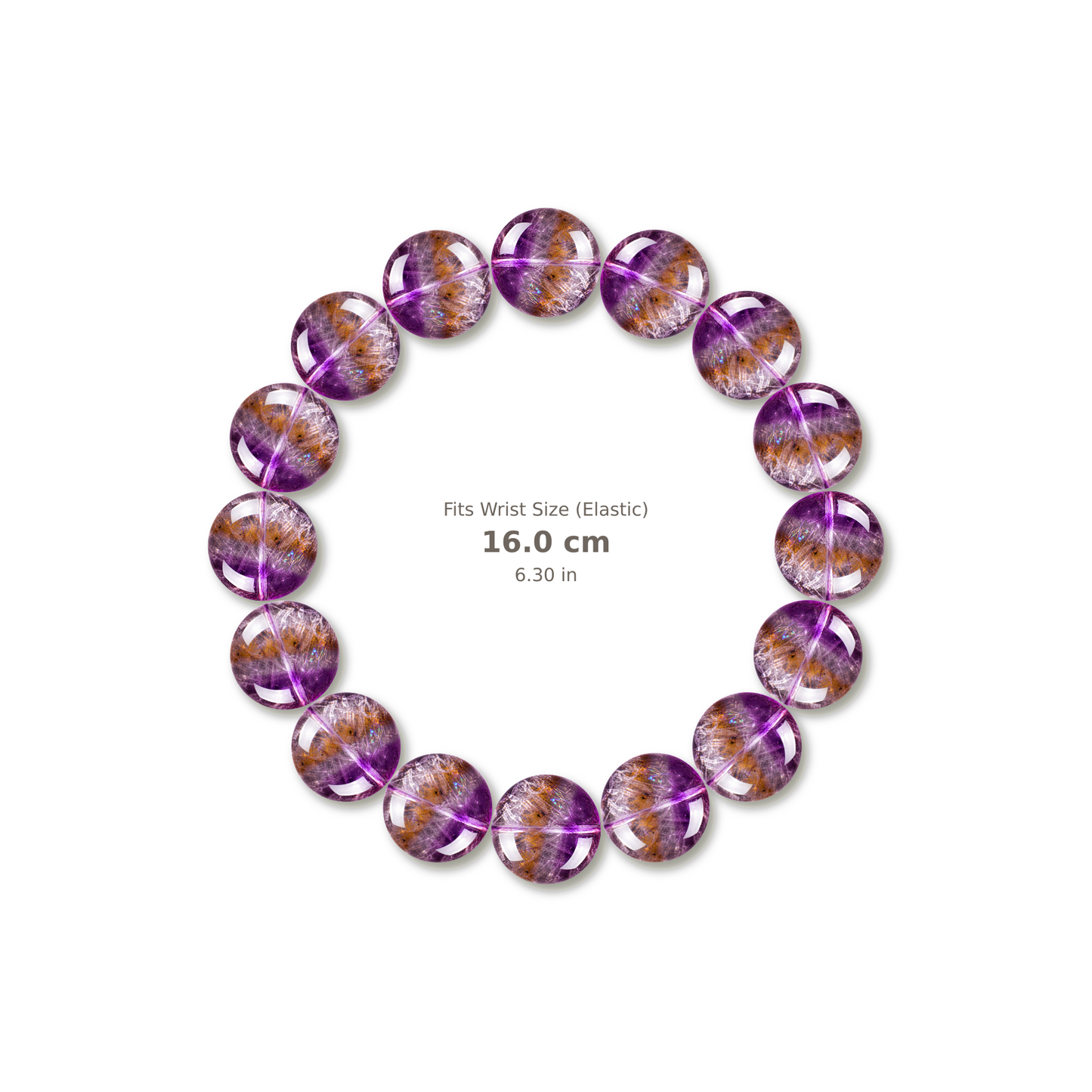 Koi Super Seven Bracelet bracelet design — contact spacing 10mm, reference-style soft shadow, no string v9