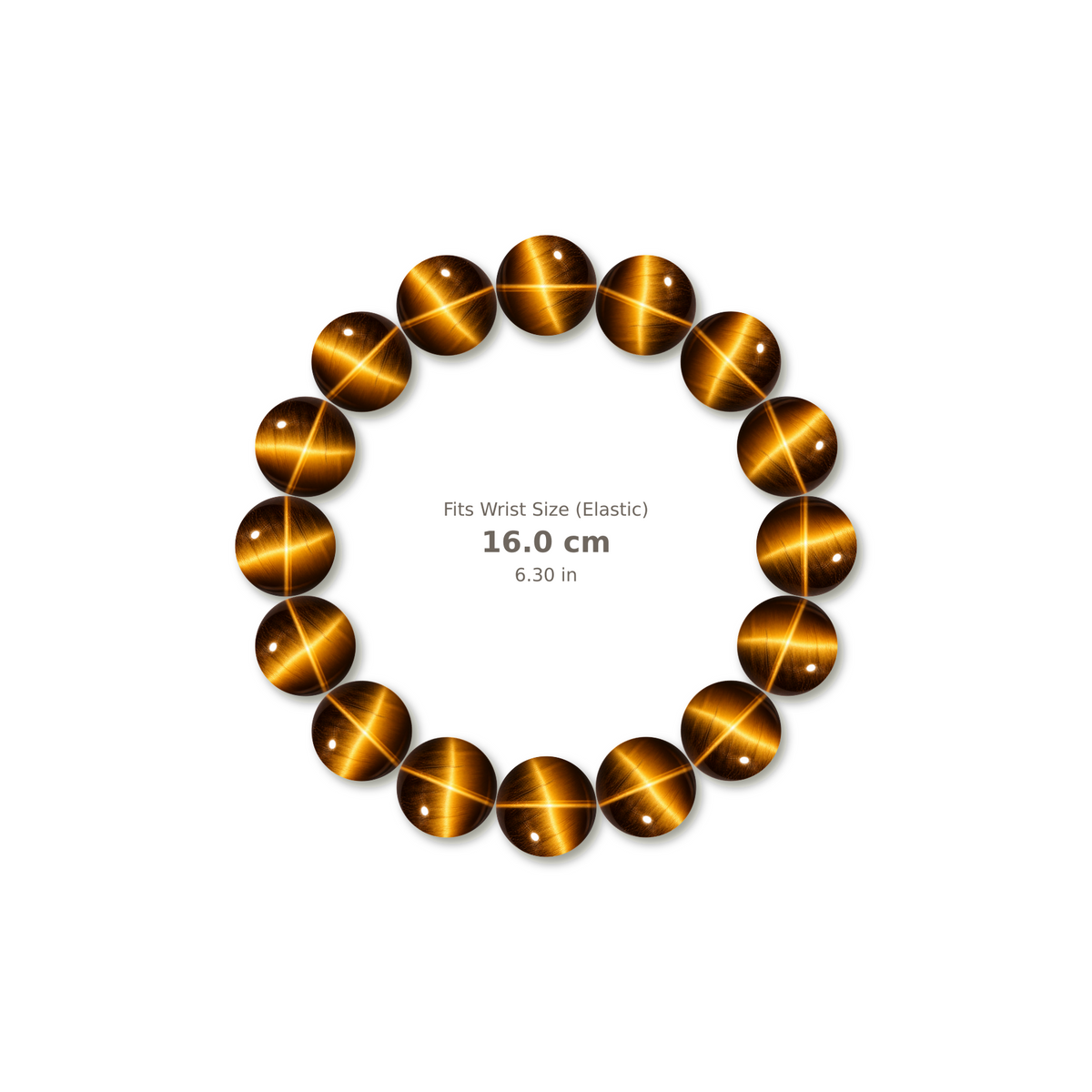 Lightning Yellow Tiger's Eye Bracelet bracelet design — contact spacing 8mm, reference-style soft shadow, no string v9