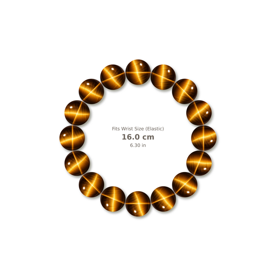 Lightning Yellow Tiger's Eye Bracelet bracelet design — contact spacing 8mm, reference-style soft shadow, no string v9