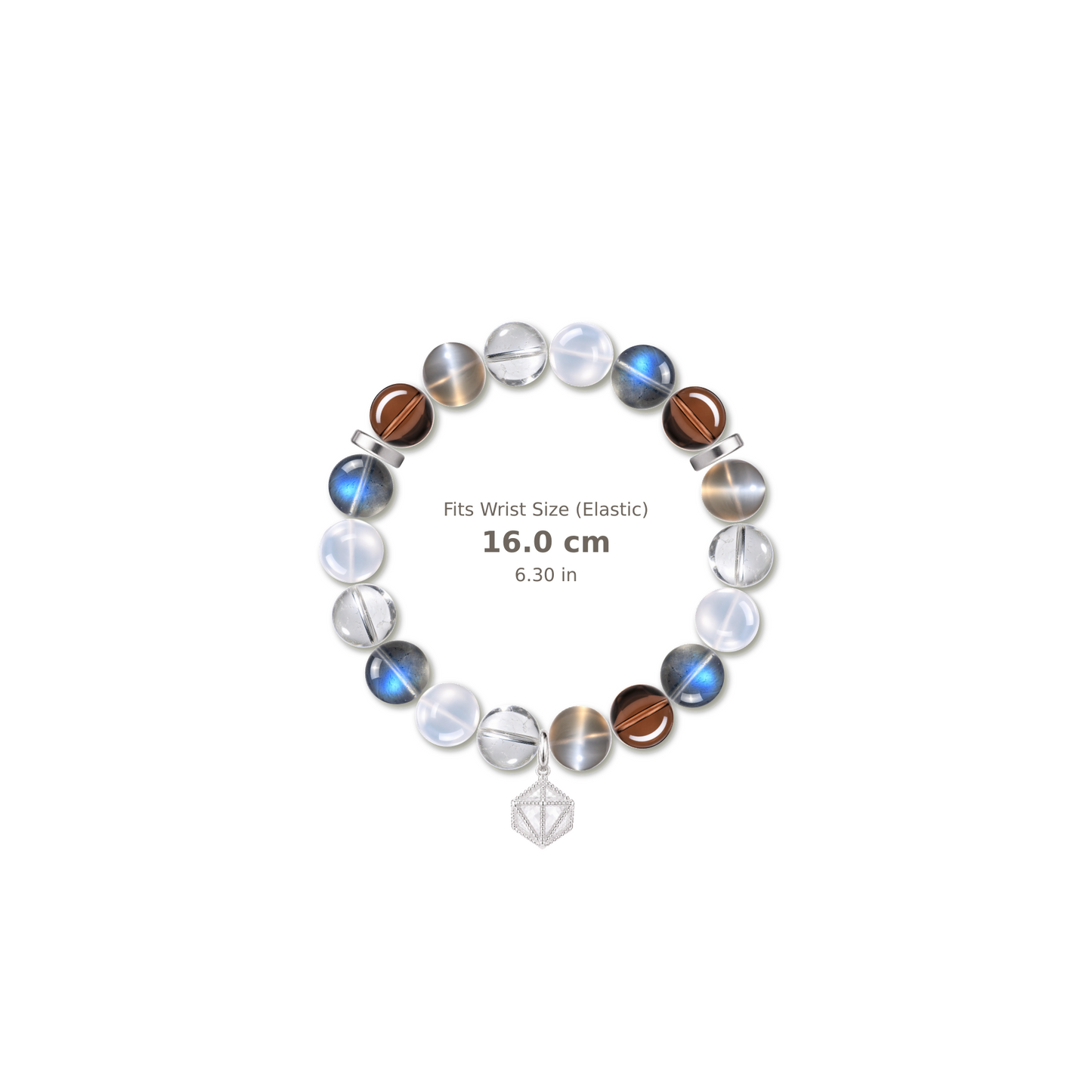 Monochrome Mist Bracelet mixed crystal bracelet design — alternating beads with evenly spaced accents and reference-style soft shadow
