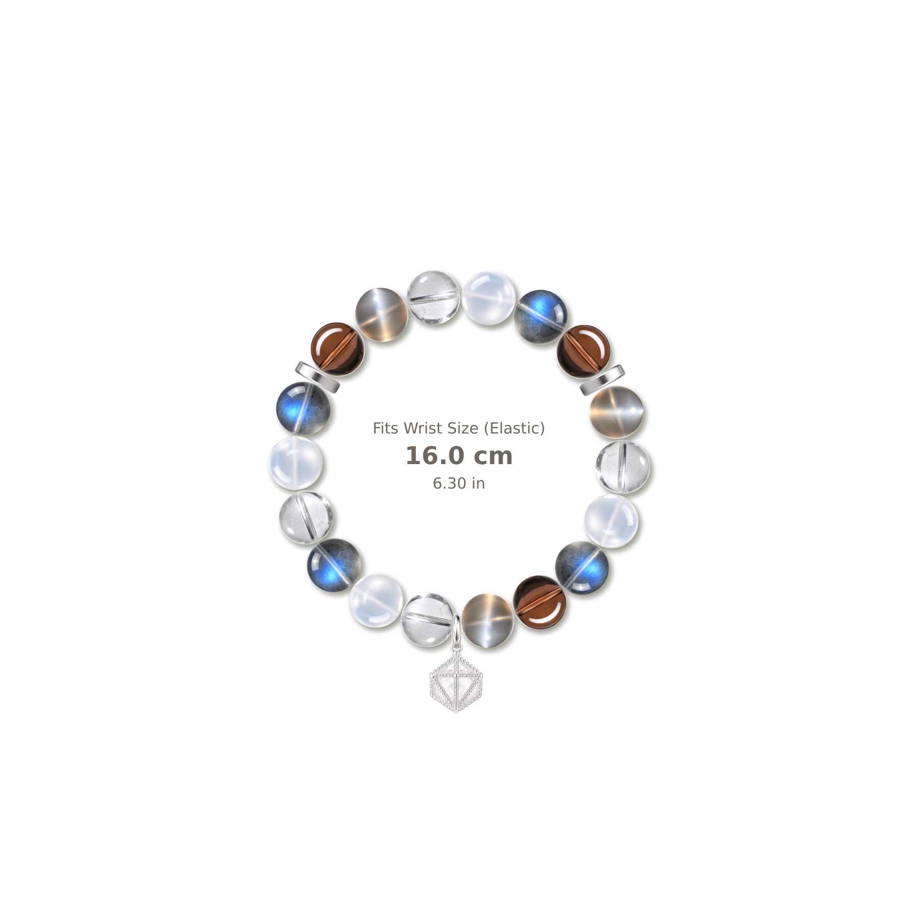 Monochrome Mist Bracelet mixed crystal bracelet design — alternating beads with evenly spaced accents and reference-style soft shadow