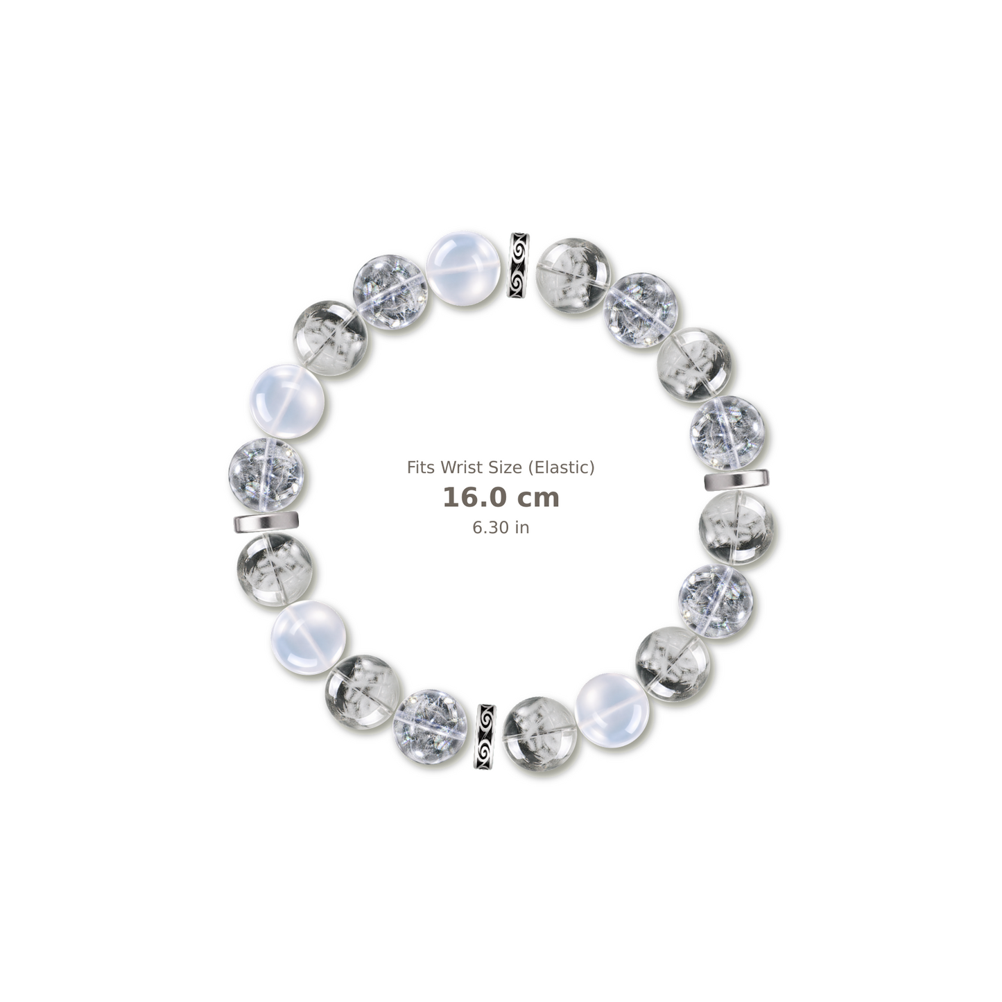 New Dawn Bracelet mixed crystal bracelet design — alternating beads with evenly spaced accents and reference-style soft shadow