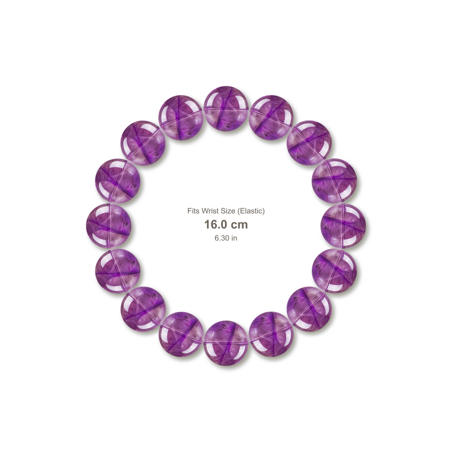 Pink Purple Super Seven Bracelet bracelet design — contact spacing 10mm, reference-style soft shadow, no string v9