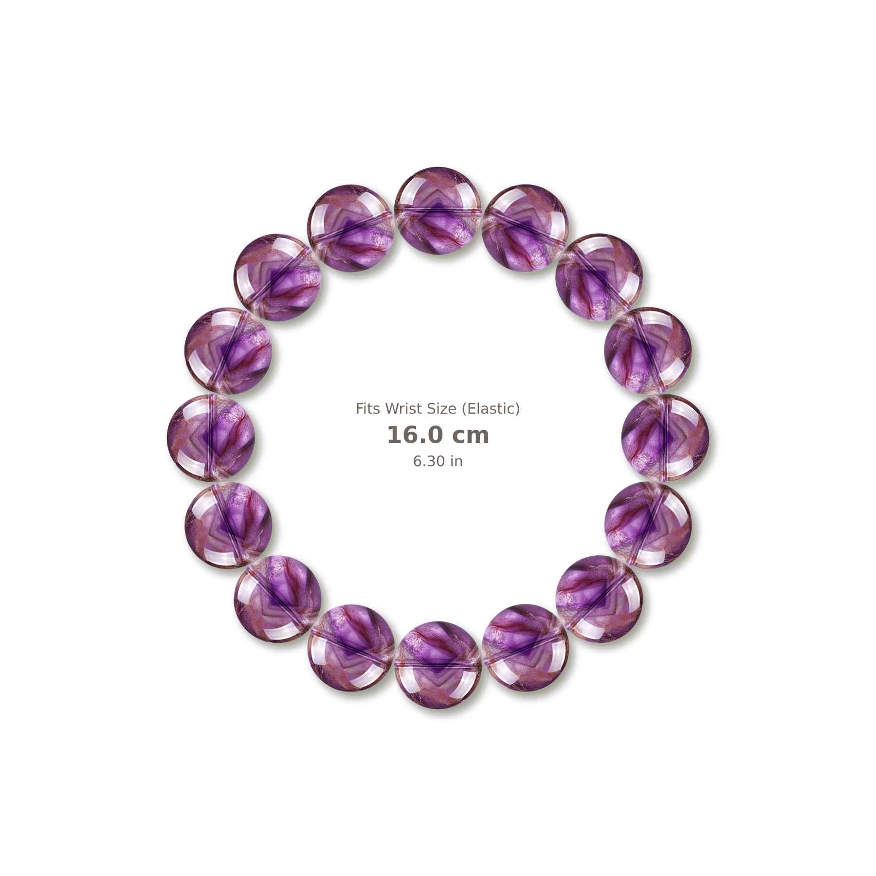 Purple Phantom Quartz Bracelet bracelet design — contact spacing 10mm, reference-style soft shadow, no string v9