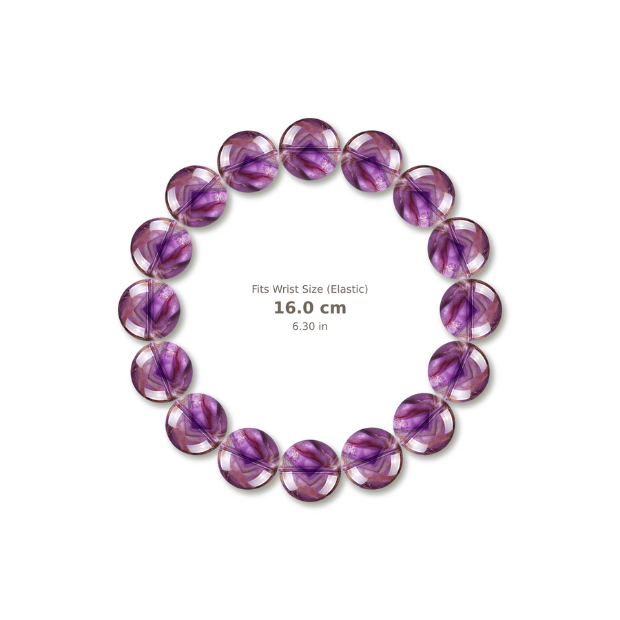 Purple Phantom Quartz Bracelet bracelet design — contact spacing 10mm, reference-style soft shadow, no string v9