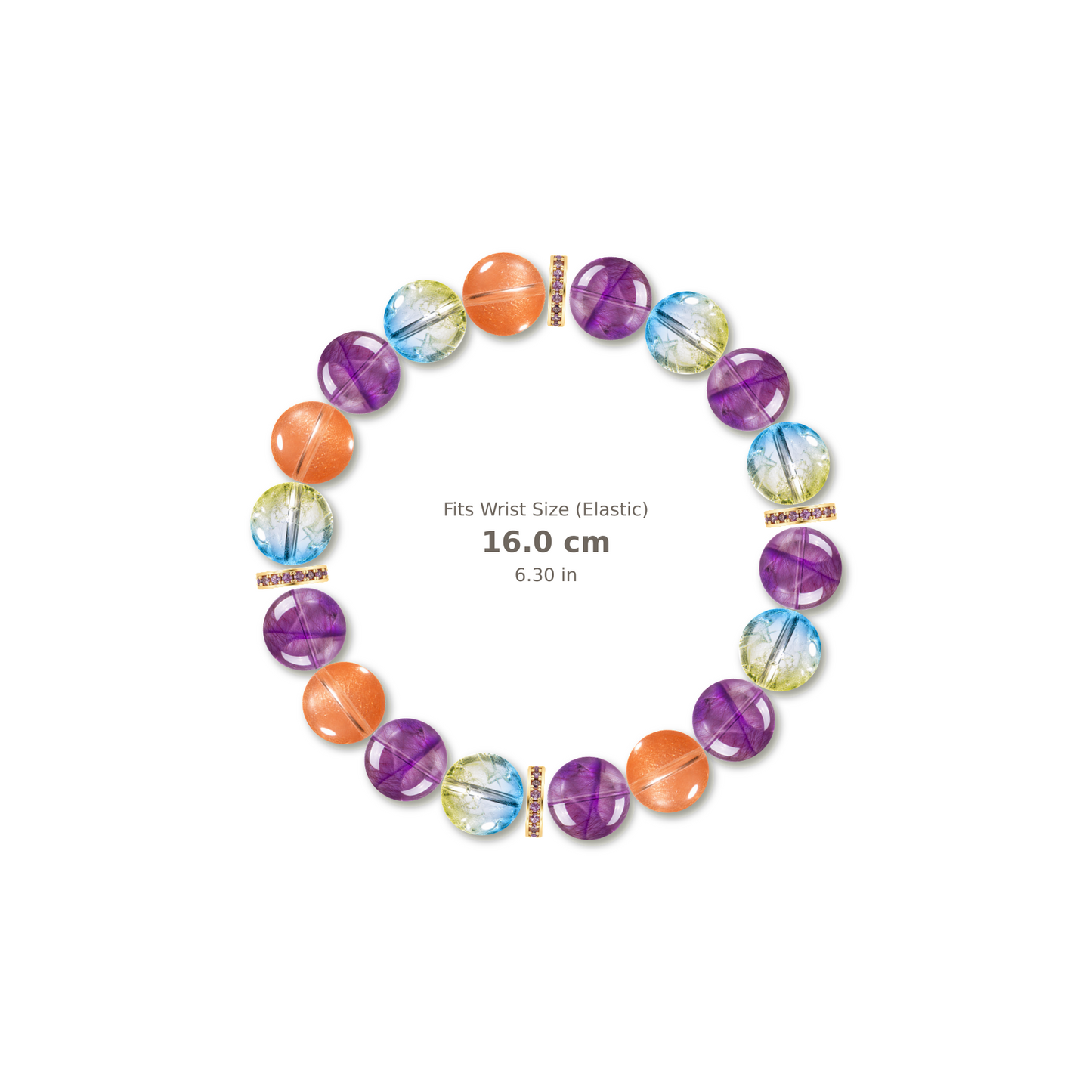 Rainbow Muse Bracelet mixed crystal bracelet design — alternating beads with evenly spaced accents and reference-style soft shadow