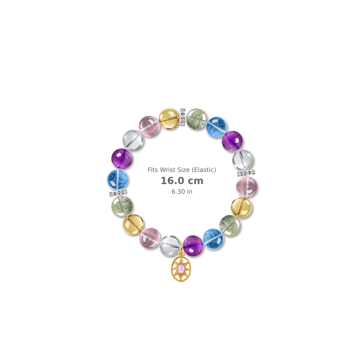 Rainbow Prism Bracelet mixed crystal bracelet design — alternating beads with evenly spaced accents and reference-style soft shadow