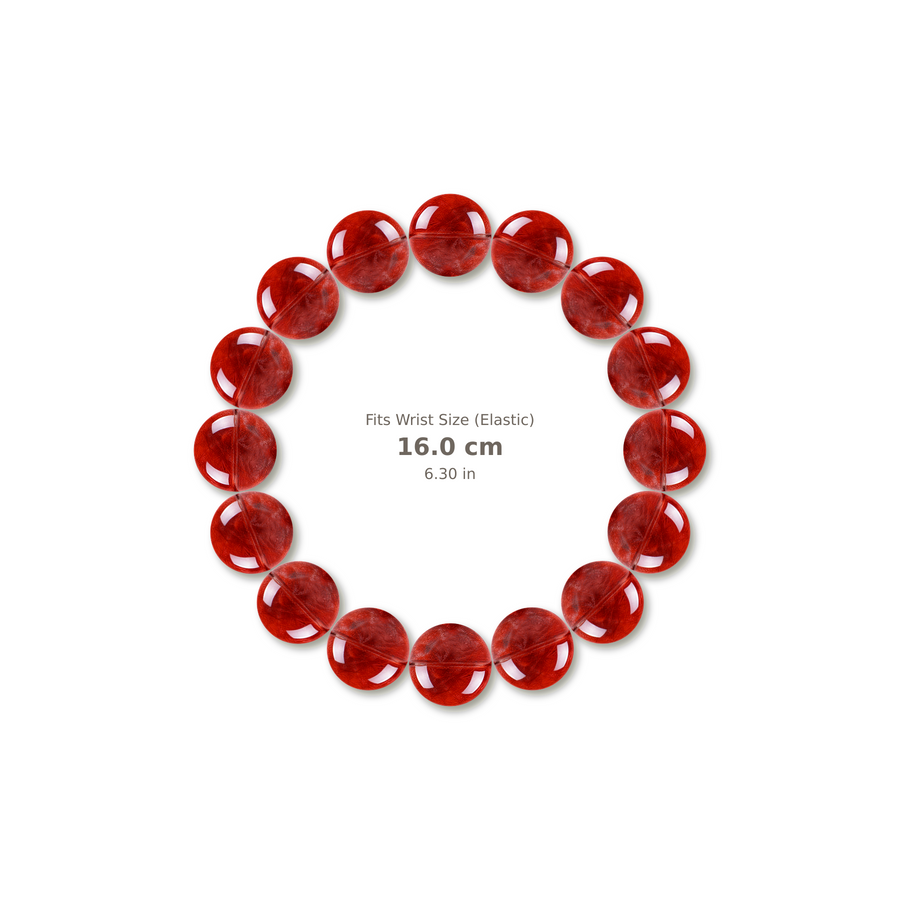 Red Aurora Quartz Bracelet bracelet design — contact spacing 8mm, reference-style soft shadow, no string v9