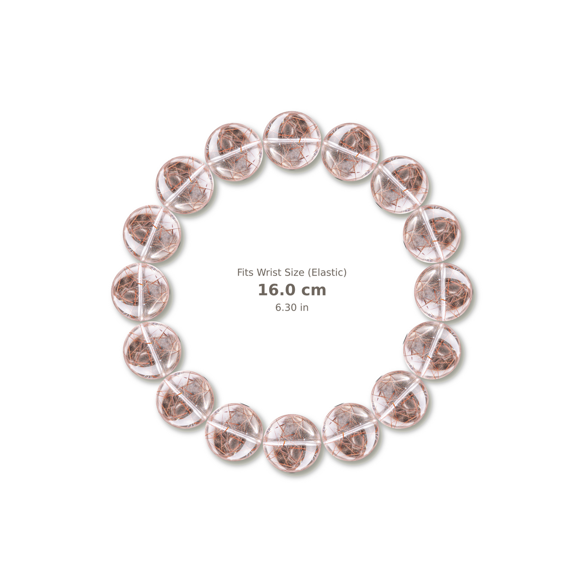 Red Rutilated Quartz Bracelet bracelet design — contact spacing 10mm, reference-style soft shadow, no string v9