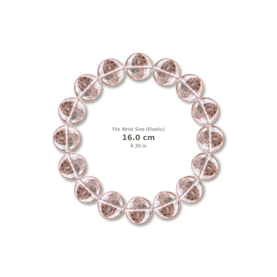 Red Rutilated Quartz Bracelet bracelet design — contact spacing 10mm, reference-style soft shadow, no string v9