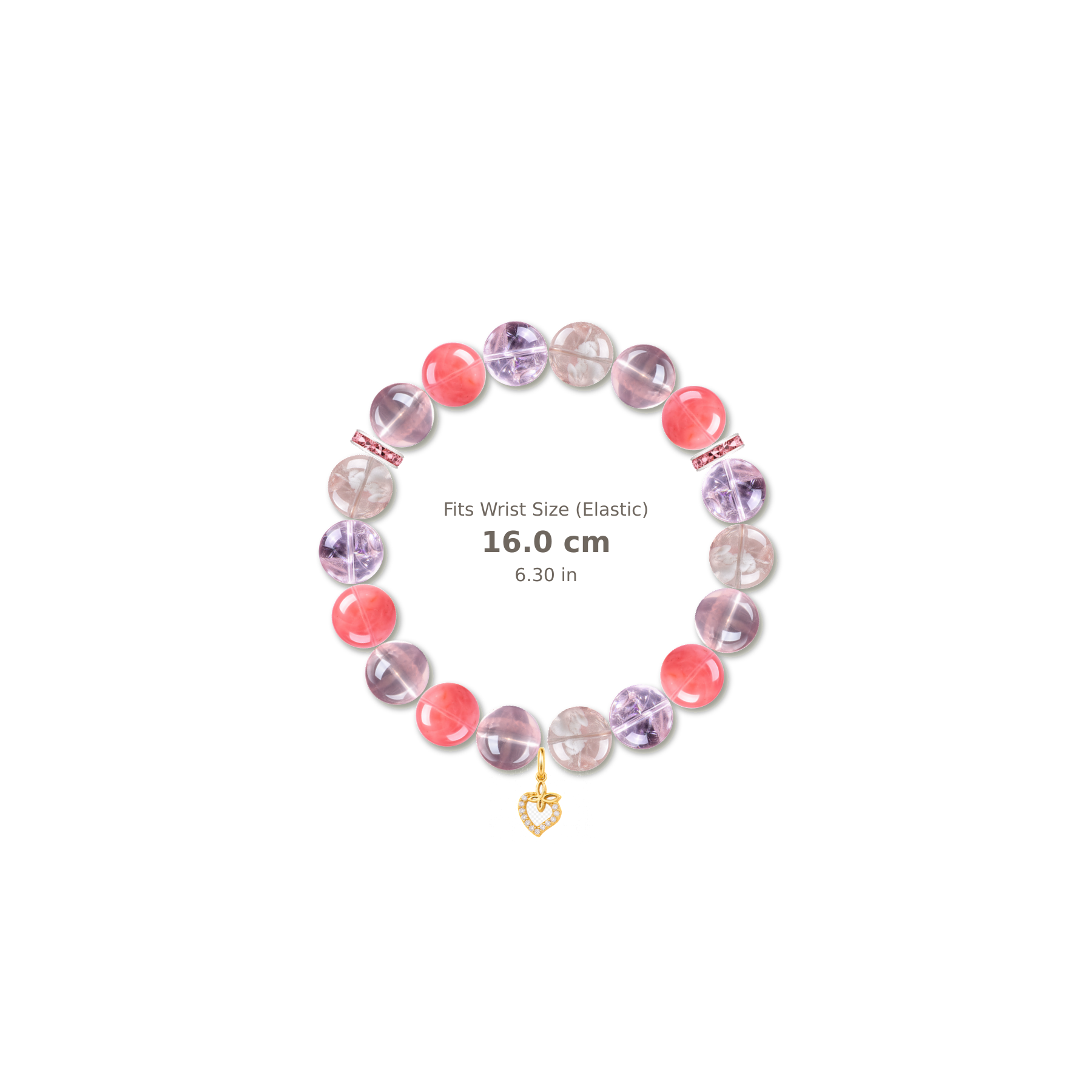 Rose Keepsake Bracelet mixed crystal bracelet design — alternating beads with evenly spaced accents and reference-style soft shadow