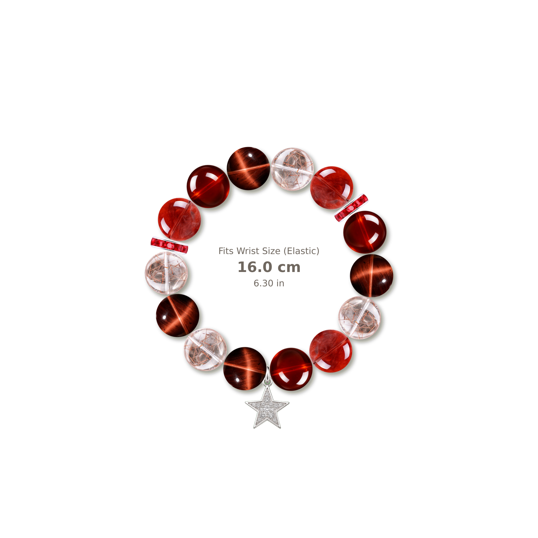 Scarlet Confidence Bracelet mixed crystal bracelet design — alternating beads with evenly spaced accents and reference-style soft shadow