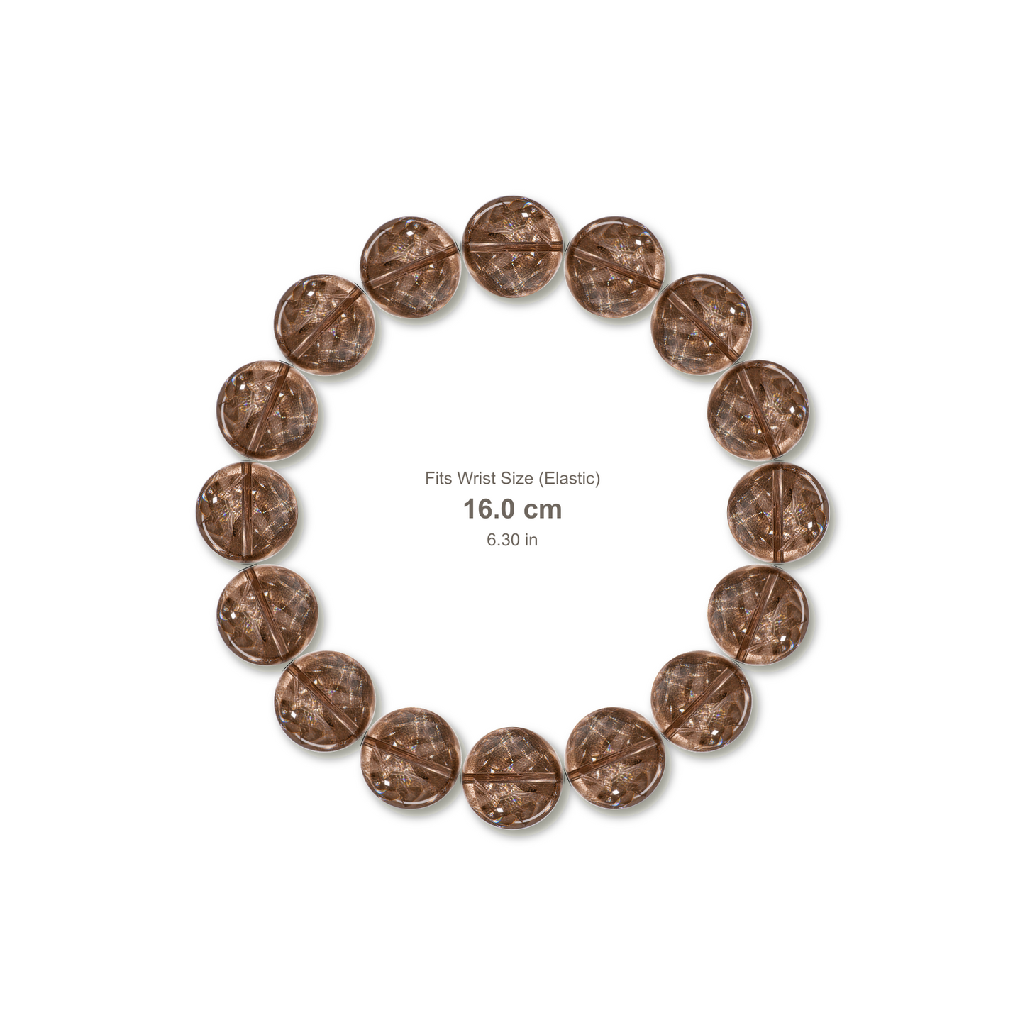 Smoky Azeztulite Bracelet bracelet design — contact spacing 10mm, reference-style soft shadow, no string v9