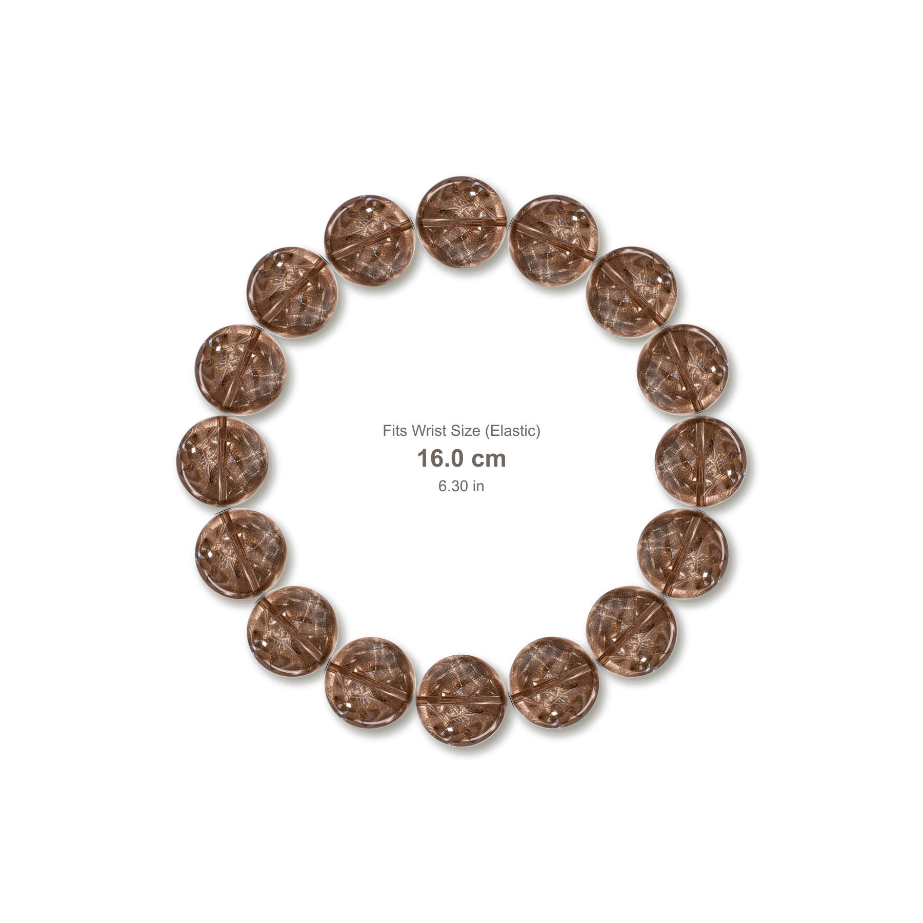 Smoky Azeztulite Bracelet bracelet design — contact spacing 10mm, reference-style soft shadow, no string v9