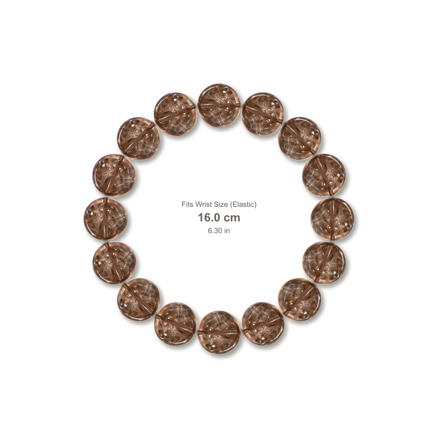 Smoky Azeztulite Bracelet bracelet design — contact spacing 10mm, reference-style soft shadow, no string v9