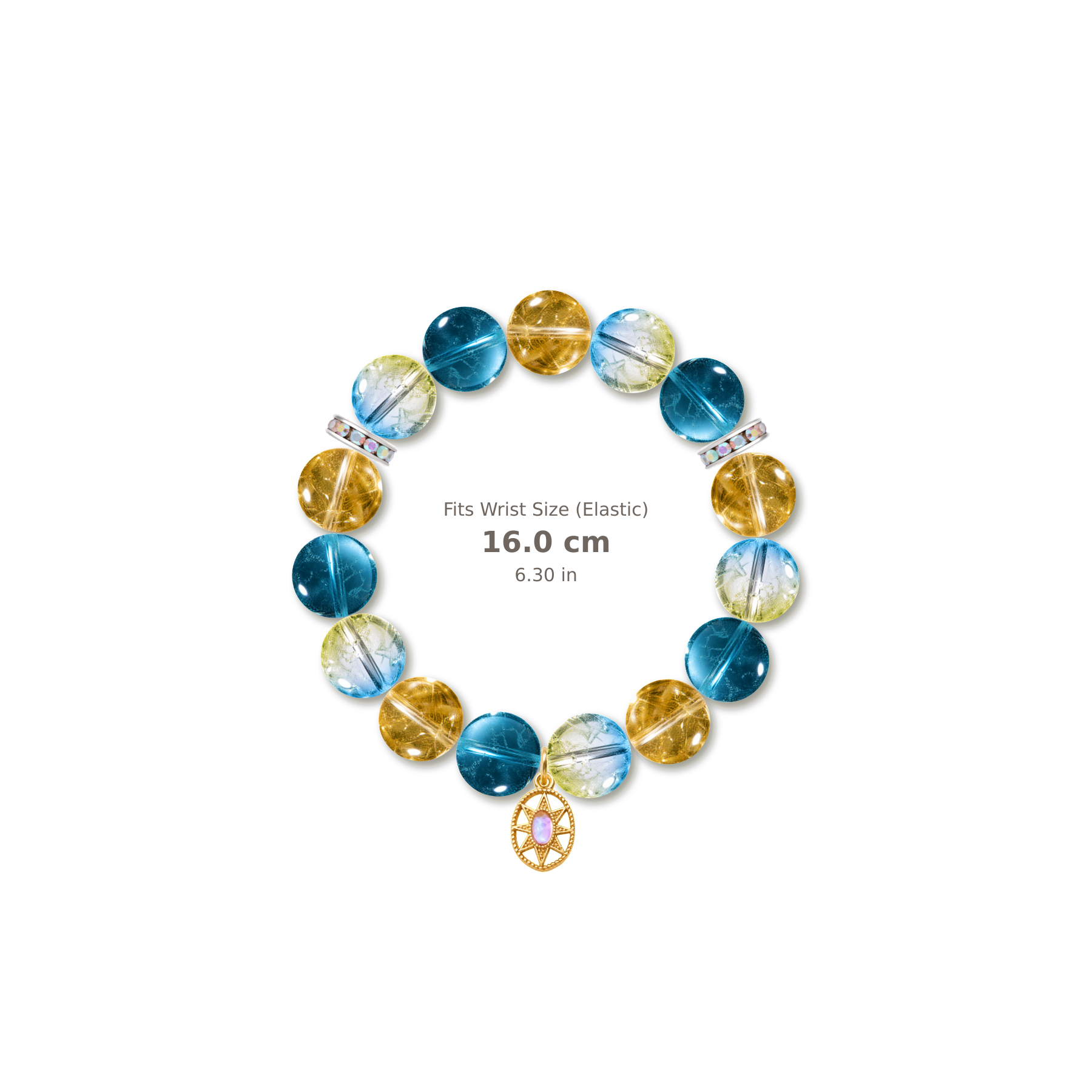 Topaz Spectrum Bracelet mixed crystal bracelet design — alternating beads with evenly spaced accents and reference-style soft shadow